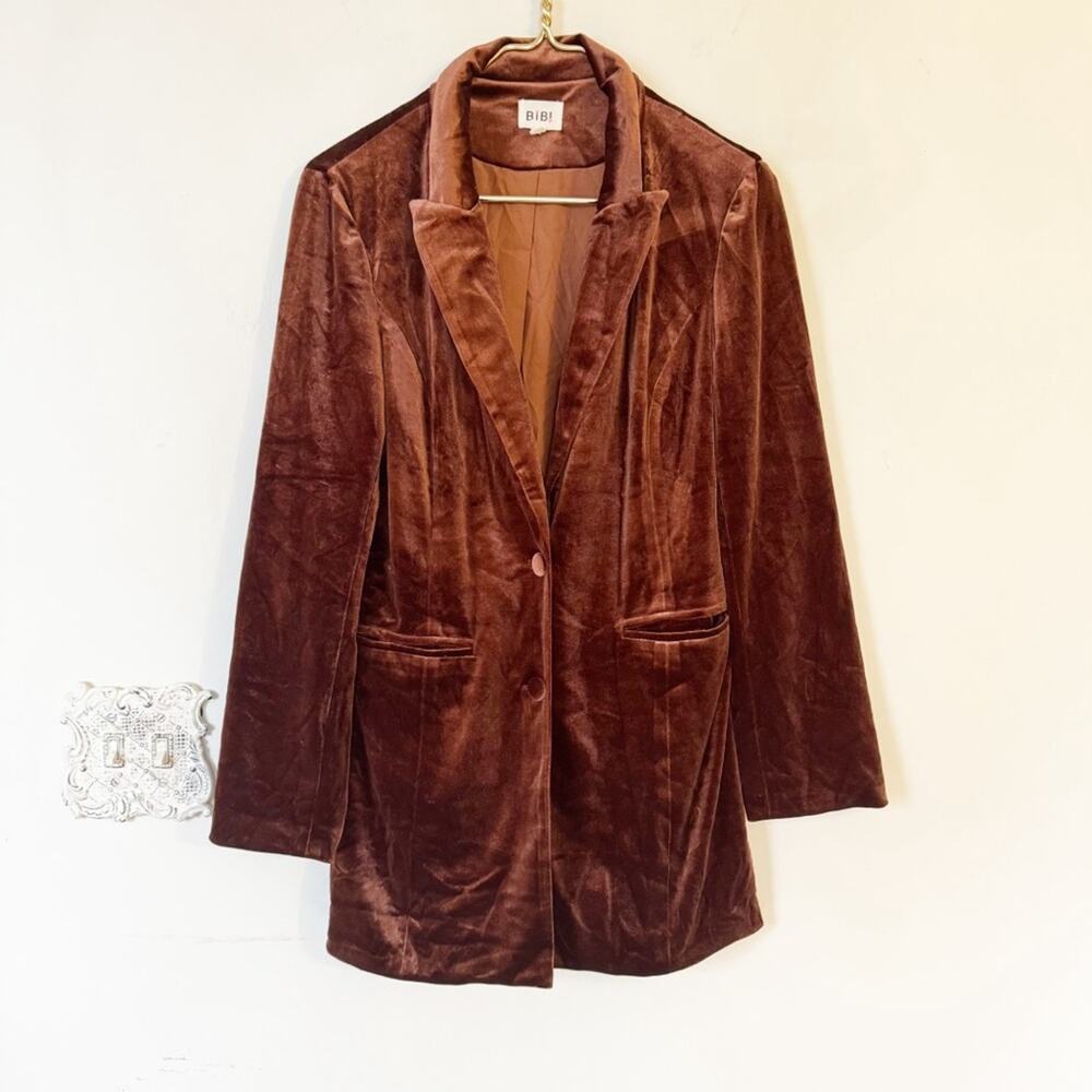 BiBi Chocolate Brown Velvet Longline Blazer S